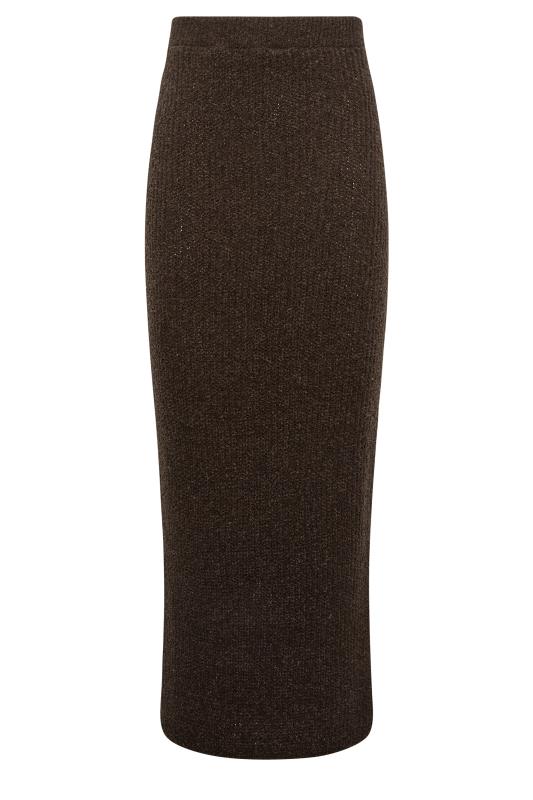 LTS Tall Women's Chocolate Brown Midi Knitted Skirt | Long Tall Sally 4