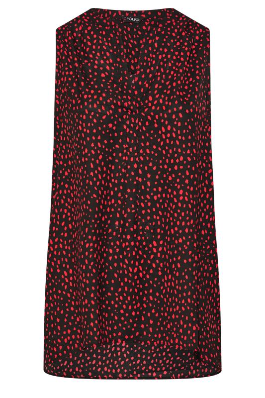 Plus Size Black & Red Dalmatian Pleat Detail Top | Yours Clothing 5
