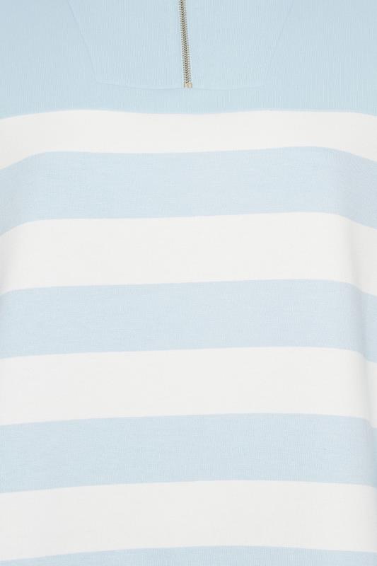 YOURS Plus Size Blue Stripe Quarter Zip Jumper | Yours Clothing 5