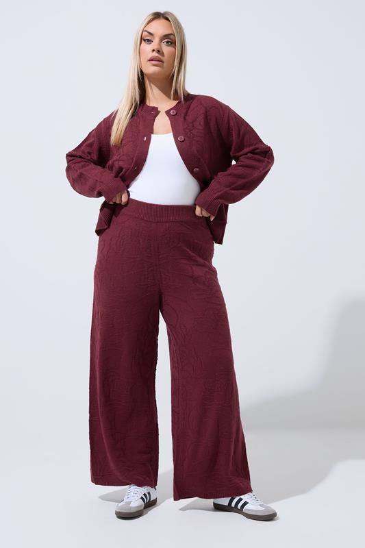 LIMITED COLLECTION Plus Size Red Rose Jacquard Trouser 1