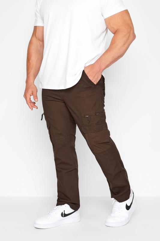 Bracelets Grande Taille KAM Big & Tall Brown Cargo Trousers