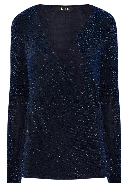 LTS Blue & Black Long Sleeve Glitter Top | Long Tall Sally  6