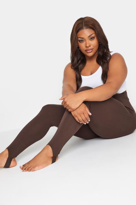 YOURS Plus Size Brown Stirrup Leggings | Yours Clothing 1