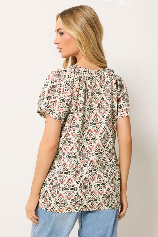 M&Co White & Pink Floral Cotton Scoop Neck Top | M&Co 2