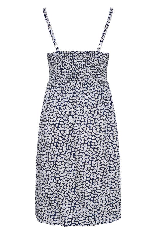 Plus Size Navy Blue Ditsy Print Strappy Sundress | Yours Clothing 7
