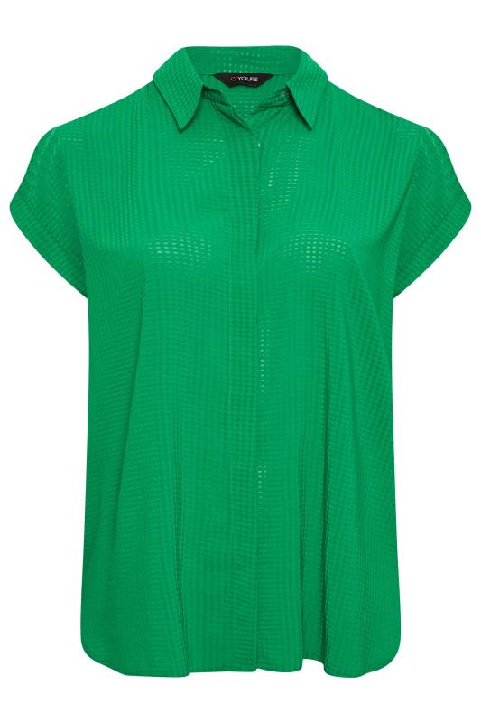 YOURS Curve Plus Size Apple Green Collared Shirt | Yours Clothing  6