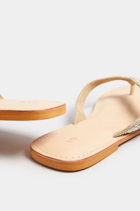 LTS Gold Embellished Flip Flop Sandal In Standard Fit | Long Tall Sally 4