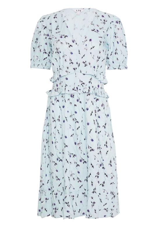 LTS Tall Women's Light Blue Floral Print Frill Midi Dress | Long Tall Sally  6
