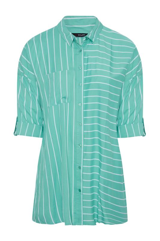Plus Size Sage Green Stripe Oversized Shirt | Yours Clothing  6