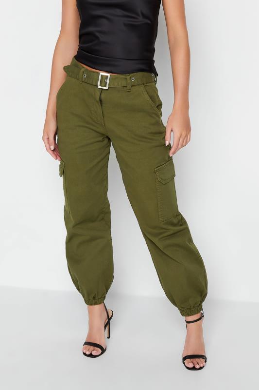 Petite  PixieGirl Khaki Green Belted Cargo Jeans