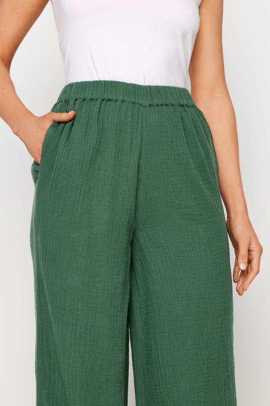 LTS Tall Women's Green Cheesecloth Wide Leg Trousers | Long Tall Sally 6