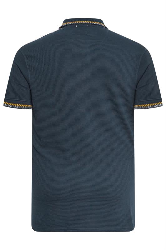 D555 Big & Tall Navy Blue Knitted Polo Shirt | BadRhino 2
