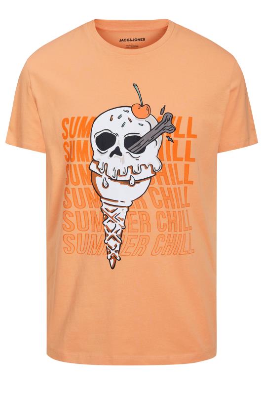 JACK & JONES Big & Tall Plus Size Mens Orange Ice Cream Skull Print T-Shirt | BadRhino  2