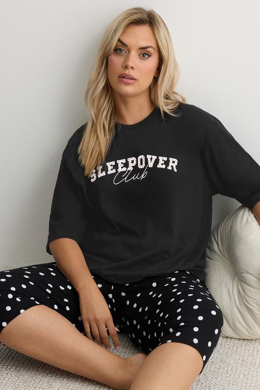 YOURS zwarte 'Sleepover Club' slaapshirt