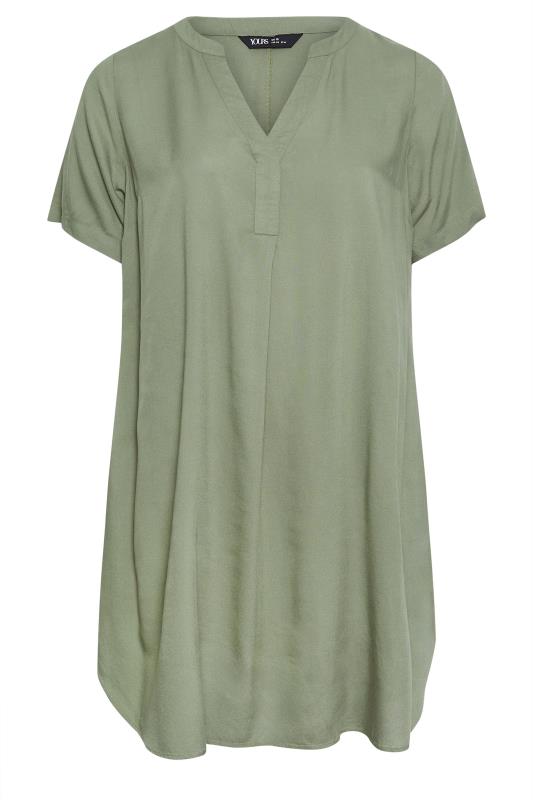 Yours Plus Size Khaki Green Tunic Dress | Yours Clothing 5