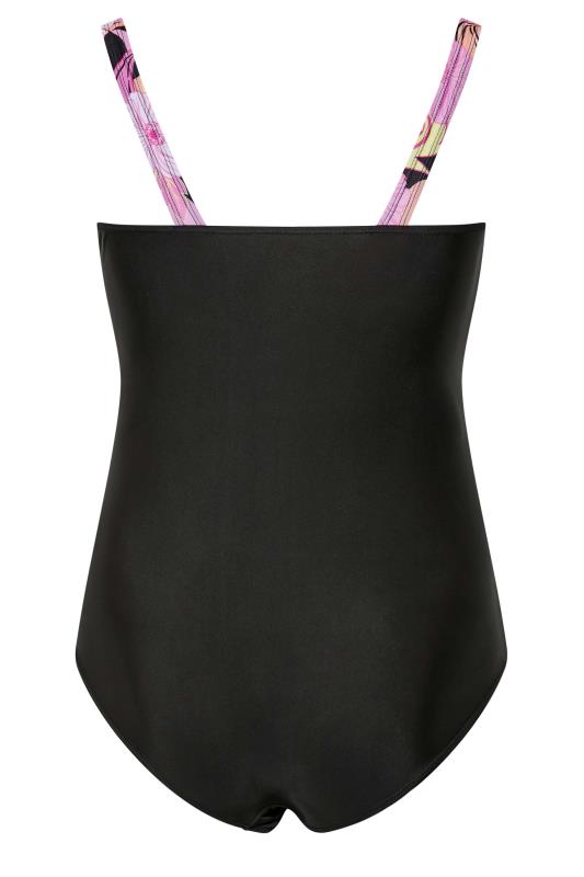 Plus Size Black Retro Floral Bow Swimsuit | Yours Clothing 7