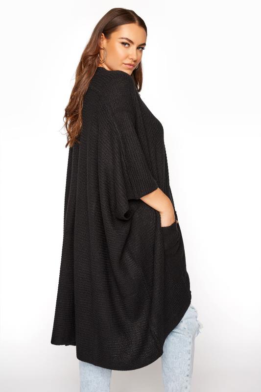 Plus Size Curve Black Waterfall Longline Cardigan | Yours Clothing 3