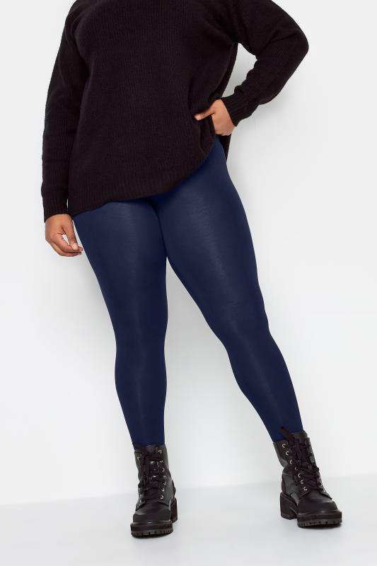 Plus Size Basic Leggings YOURS Curve Navy Blue Soft Touch Stretch Leggings