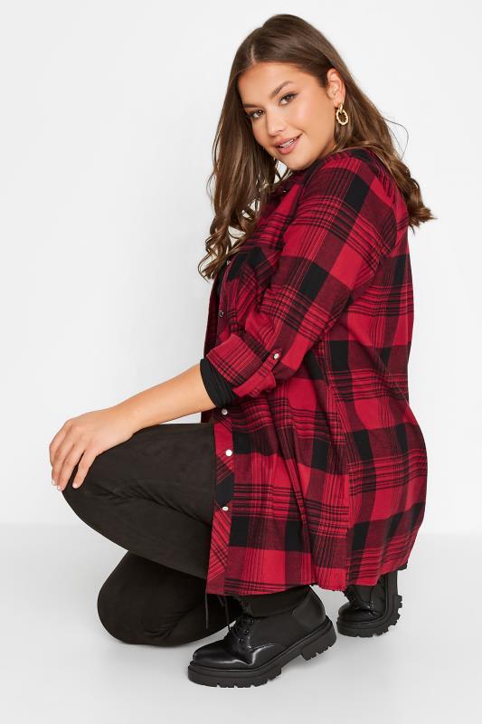 Plus Size Red Check Boyfriend Shirt | Yours Clothing 2
