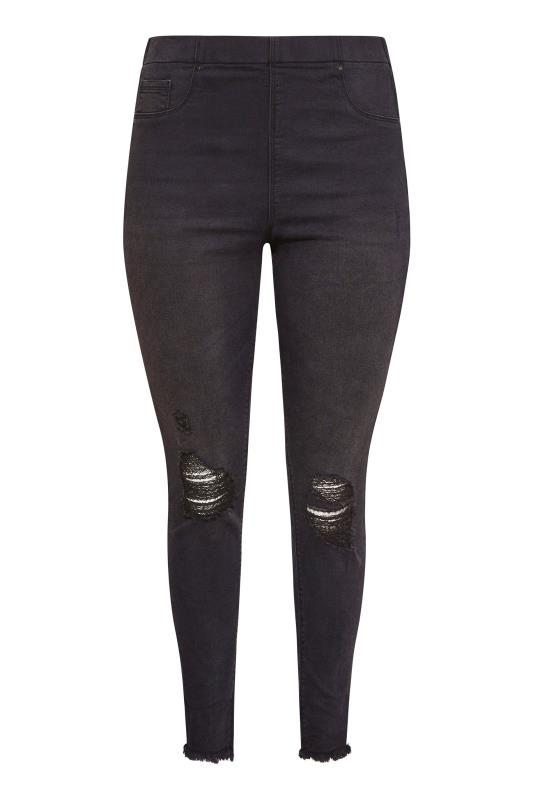 Plus Size Black Ripped Knee JENNY Jeggings | Yours Clothing 5