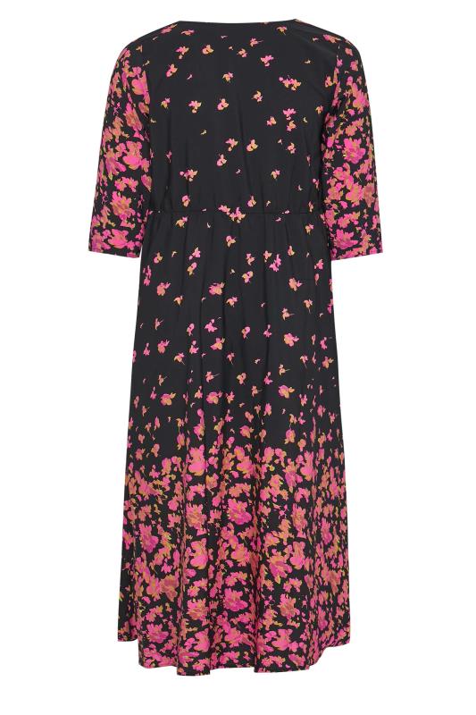LIMITED COLLECTION Plus Size Black & Pink Floral Tea Dress | Yours Clothing 7