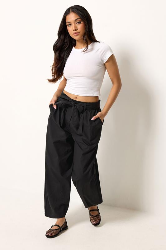  PixieGirl Petite Black Poplin Barrel Trousers