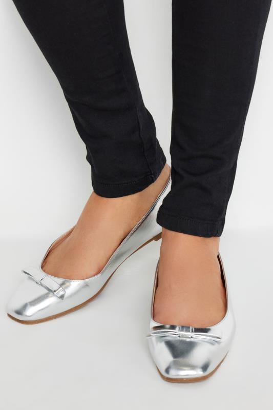 Silver flat shoes wide fit on sale