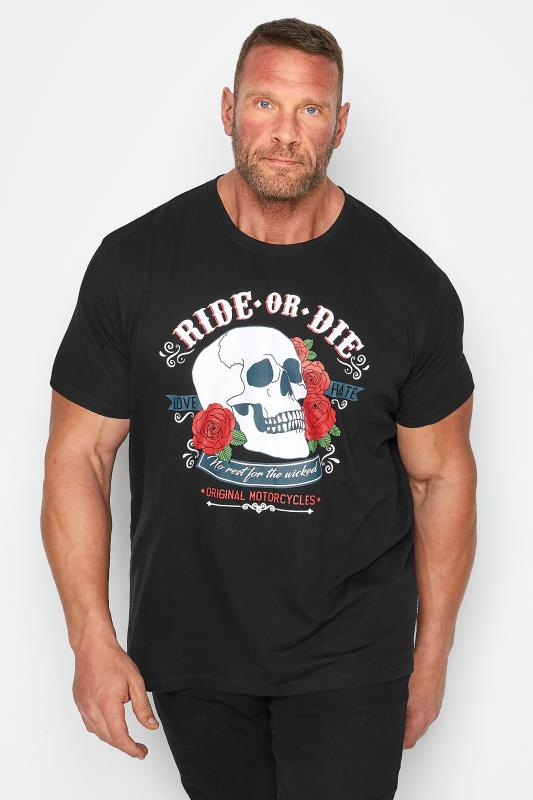 Plus Size  BadRhino Big & Tall Black 'Ride Or Die' Skull Print T-Shirt