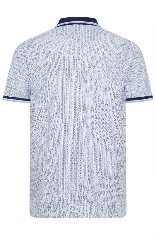 KAM Big & Tall White & Blue Dobby Jersey Polo Shirt | BadRhino 5