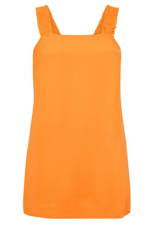 LIMITED COLLECTION Plus Size Orange Shirred Strap Cami Vest Top | Yours Clothing  7