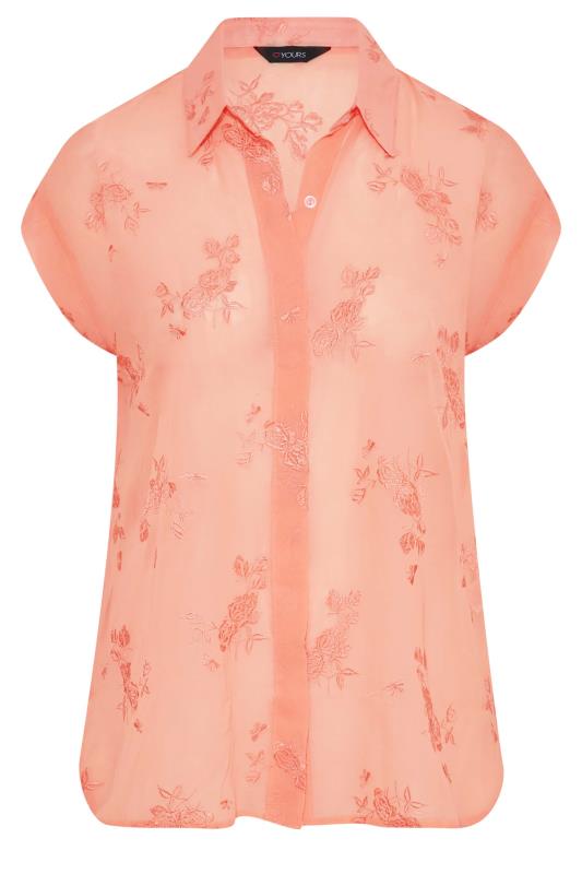Plus Size Pink Floral Print Embroidered Shirt | Yours Clothing  6