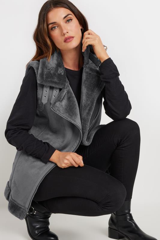 LTS Tall Women's Grey Aviator Gilet Jacket | Long Tall Sally 4