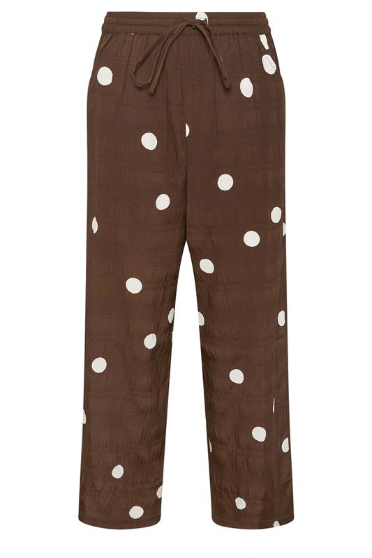 PixieGirl Petite Women's Chocolate Brown Polka Dot Wide Leg Trousers | PixieGirl  6