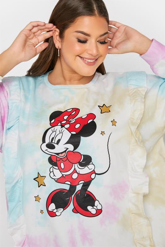 DISNEY Plus Size White Tie Dye Minnie Mouse Ruffle Sweatshirt | Yours Clothing 4
