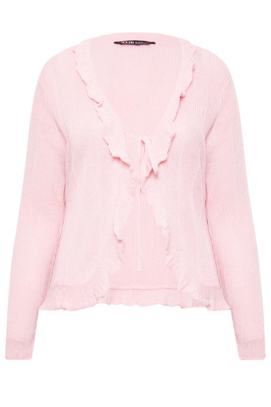 YOURS Plus Size Pink Frill Tie Cardigan | Yours Clothing 6