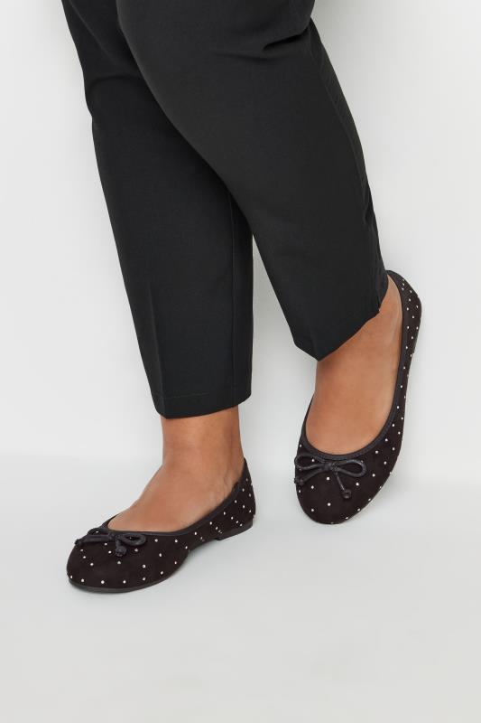 Plus Size  Diamante Detail Ballet Pumps In Extra Wide EEE Fit