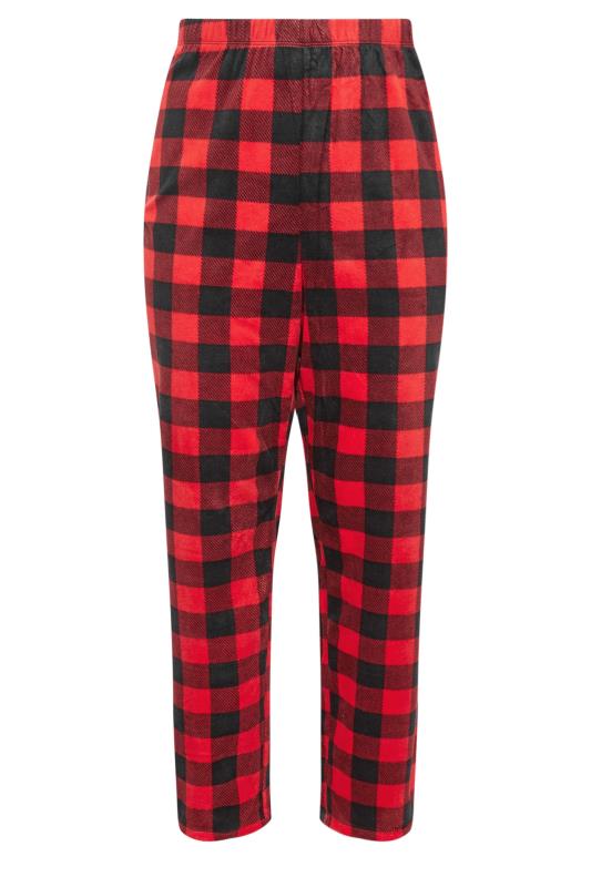 YOURS Curve Plus Size Red Tartan Print Fleece Pyjama Bottoms | Yours ...