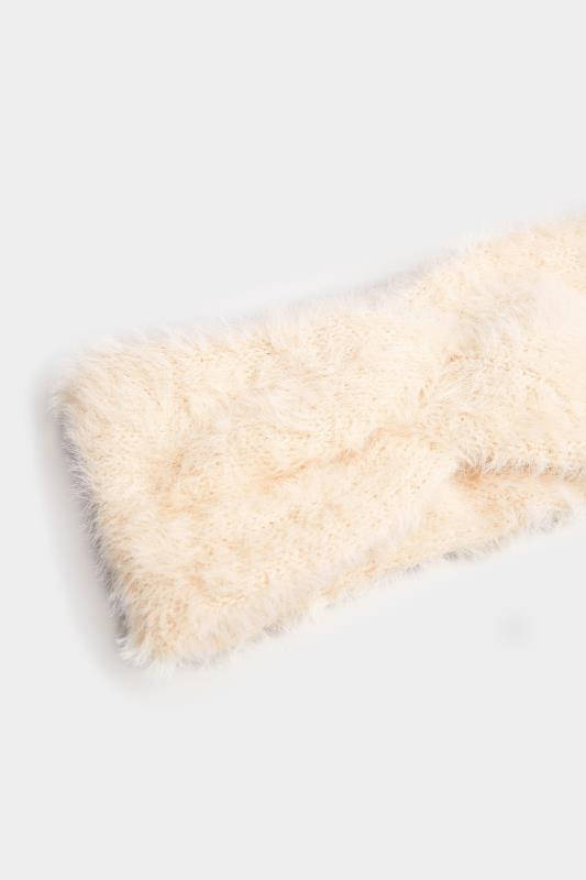 Plus Size Cream Faux Fur Headband | Yours Clothing 3