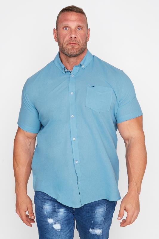 BadRhino Big & Tall Light Blue Linen Shirt 1
