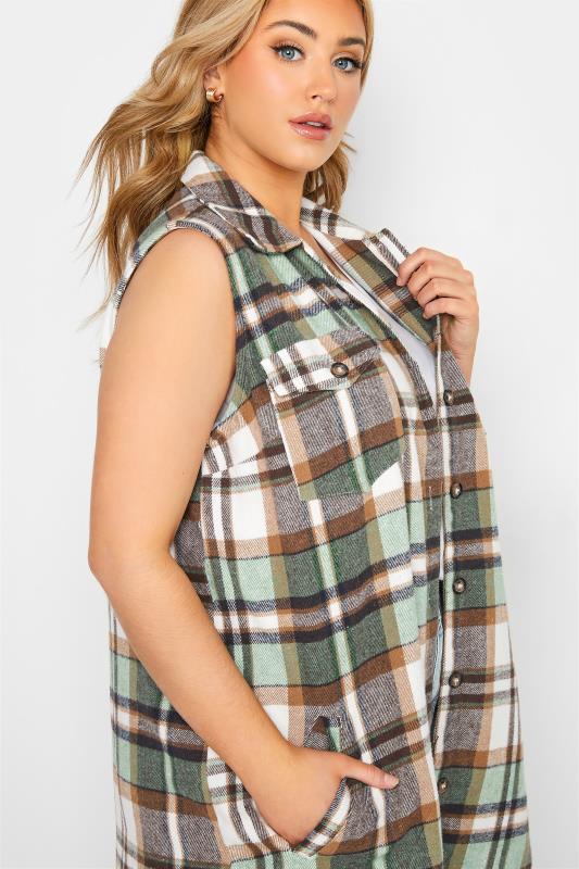 LIMITED COLLECTION Curve Green Checked Sleeveless Shacket 4