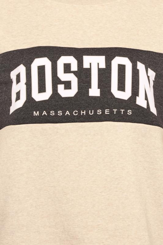 Plus Size Beige Brown 'Boston' Colour Block Sweatshirt | Yours Clothing 5