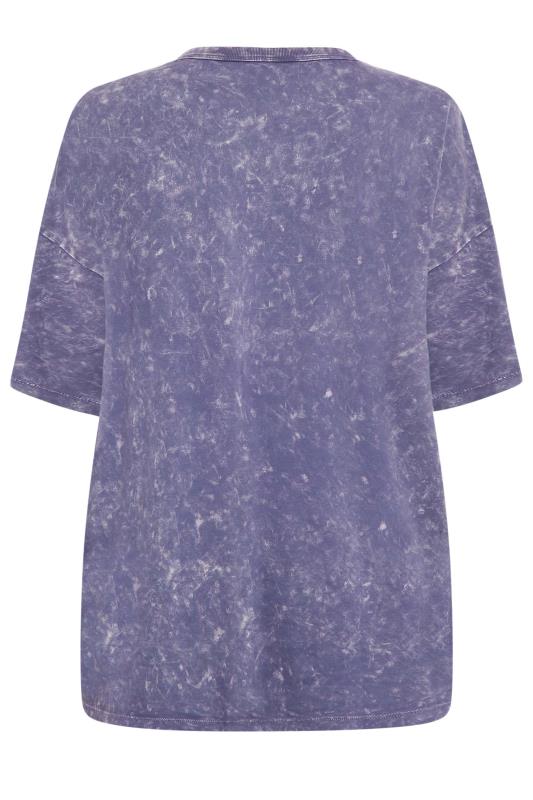 YOURS Plus Size Purple 'Michigan' Slogan Acid Wash Oversized Boxy T-Shirt | Yours Clothing  7