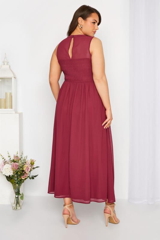 Plus Size YOURS LONDON Curve Burgundy Red Lace Front Chiffon Maxi Dress | Yours Clothing  3