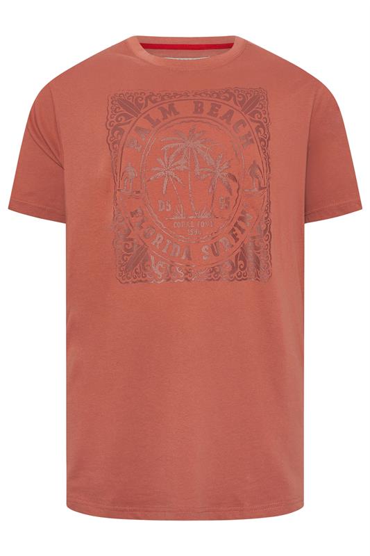 D555 Big & Tall Brick Red Florida Surf Print T-Shirt | BadRhino 2