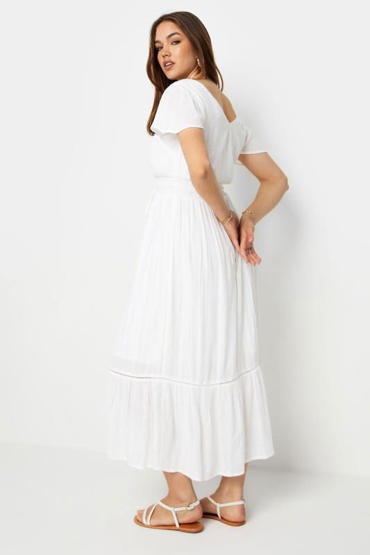 LTS Tall Women's White Textured Tie Waist Maxi Dress | Long Tall Sally 4