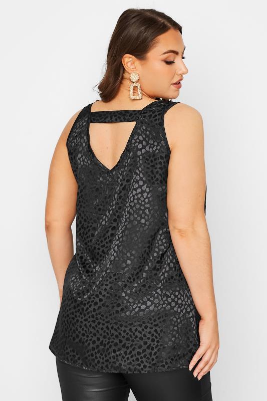 Plus Size Black Animal Print Satin Vest Top | Yours Clothing 3