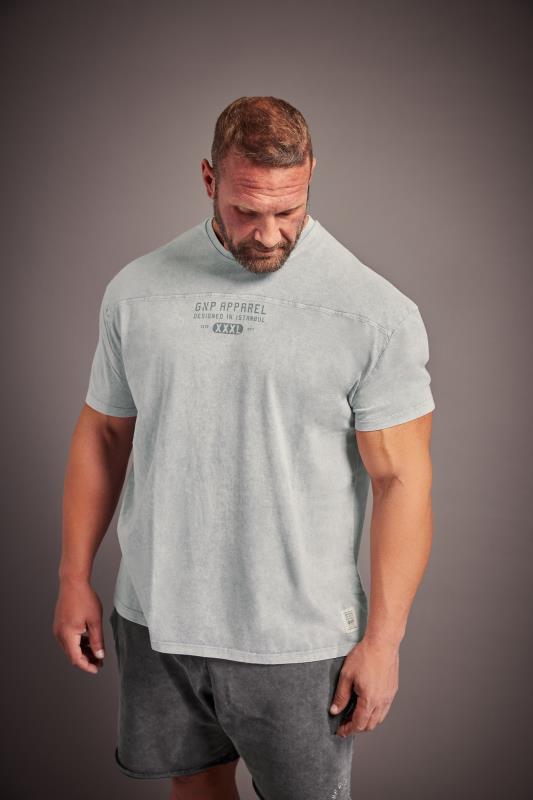  Grande Taille GNP Big & Tall Light Grey Logo Oversized T-Shirt