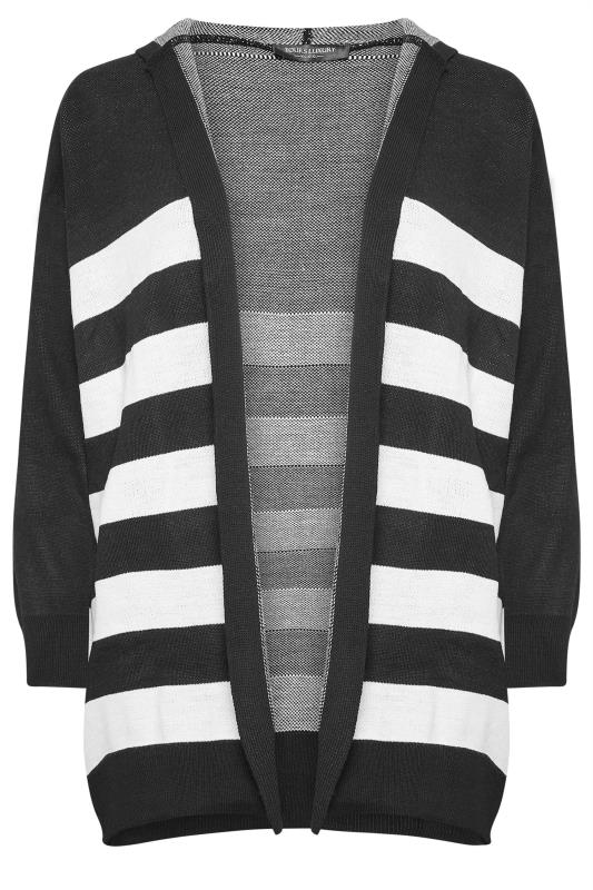 YOURS Plus Size Black Stripe Hooded Cardigan | Yours Clothing 5