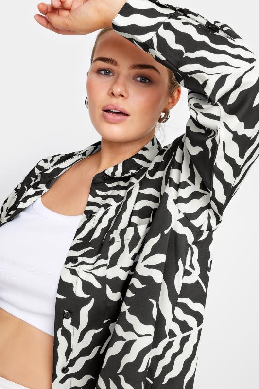 LIMITED COLLECTION Plus Size Black Leaf Print Boyfriend Shirt | Yours Clothing 7