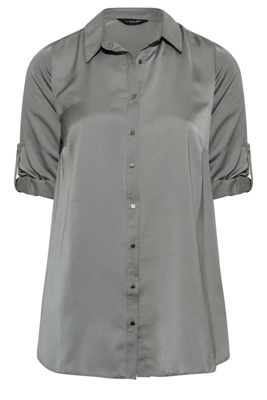 YOURS Plus Size Grey Satin Shirt | Yours Clothing 6